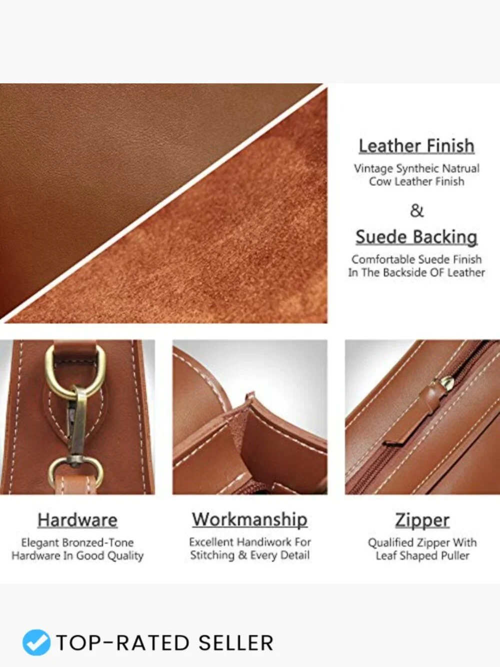 Vegan Leather Saddle Bag Vintage Crossbody Purse Retro Satchel Structured